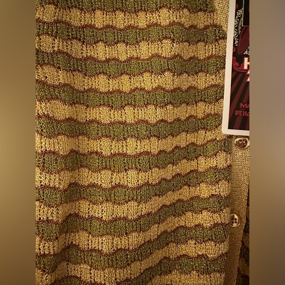 Happy Sheep NWT Size M Cardigan Gold-Copper-Green gold buttons - Picture 2 of 9